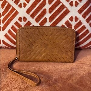 Brown Quilted Wristlet Wallet